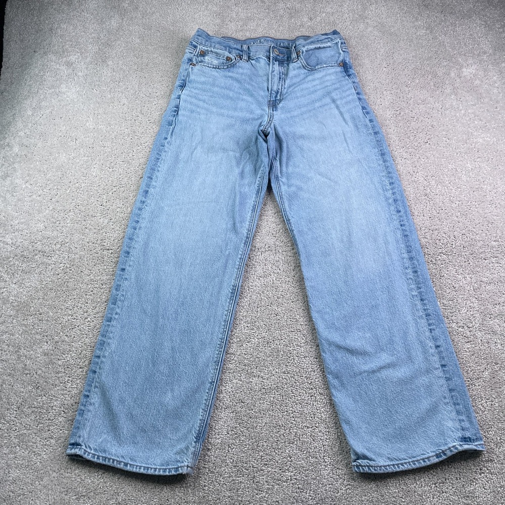 American Eagle Jeans Womens 4 Blue Stovepipe Straight Mid Rise Stretch Denim